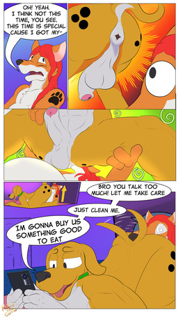 anthro anus electronics forced male male/male musk phone tail tail_motion tailwag text pricethecamel blaziefox canid canine fox mammal 9:16 absurd_res comic english_text hi_res