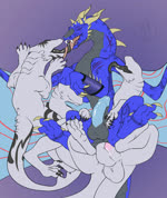 anal anal_orgasm anal_penetration balls blue_body bodily_fluids claws cum cum_in_ass cum_inside cum_on_body cum_while_penetrated cumshot double_anal double_penetration ejaculation erection feet feral feral_on_feral foursome french_kissing genital_fluids genitals group group_sex hands-free holding_leg horn hug humanoid_genitalia humanoid_penis kissing legs_up licking_tongue long_tongue male male/male on_ground orgasm penetration penis scar sex simple_background simultaneous_orgasms size_difference small_dom_big_sub toes tongue tongue_out white_body wings shtoltz_(artist) flexible_survival mythology dralek dragon mythological_creature mythological_scalie pewter_consort scalie animated hi_res no_sound webm
