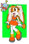 adolescent aged_up anthro clothed clothing dress duo female footwear fur gloves hair handwear happy legwear long_ears multicolored_body multicolored_fur one_eye_closed orange_hair shoes smile tan_body tan_fur young sirjzau sega sonic_the_hedgehog_(series) cheese_the_chao cream_the_rabbit chao_(sonic) lagomorph leporid mammal rabbit absurd_res hi_res