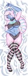 anthro bed_sheet bedding big_breasts bra bralette breasts cleavage clothed clothing collar dakimakura erect_nipples eyewear female fluffy footwear glasses heart_symbol legwear lingerie markings masturbation nipples panties paws pink_body polka_dot_panties purple_eyes purple_nose simple_background slightly_chubby smile socks solo stockings stripes tail tail_markings thick_tail thick_thighs thigh_highs under_boob underwear white_background wide_hips shamefulsuccubus stella_(shamefulsuccubus) ailurid mammal red_panda succubus absurd_res dakimakura_design hi_res