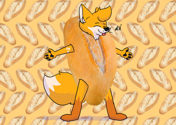anthro bread food male solo raposanaranja chris_(raposanaranja) canid canine fox mammal absurd_res hi_res