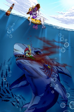 agony anthro anthro_prey bikini bikini_bottom bikini_top blood bodily_fluids breasts buoy clothed clothing dying eyewear female feral feral_pred fingers fully_submerged fur goggles gore hair hat headgear headwear hooves horn inflatable inner_tube killing larger_feral lying male on_back one-piece_swimsuit open_mouth oral_vore outside pain partially_inside pool_toy size_difference smaller_anthro smile snorkel sunglasses swimming_fins swimwear tail teeth two-piece_swimsuit vore water zooshi friendship_is_magic hasbro jaws_(film) my_little_pony mythology universal_studios apple_bloom_(mlp) sweetie_belle_(mlp) aquatic earth_pony equid equine fish horse mammal mythological_creature mythological_equine pony shark unicorn absurd_res digital_media_(artwork) hi_res