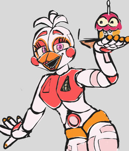 anthro beak beakstick breasts cupcake eyebrows eyelashes eyeshadow female food furgonomics half-closed_eyes lipstick looking_at_viewer machine makeup narrowed_eyes non-mammal_breasts purple_eyes red_cheeks solo speaker teeth white_body imtrippingdude five_nights_at_freddy's freddy_fazbear's_pizzeria_simulator scottgames funtime_chica_(fnaf) funtime_cupcake_(fnaf) animatronic avian bird chicken galliform phasianid robot hi_res