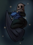 big_breasts big_butt black_background blue_nipples blush breasts butt female hood jewelry mostly_nude nipples non-mammal_breasts pendant pose simple_background solo stole dangernoodledraws hollow_knight team_cherry cloth_(hollow_knight) arthropod cicada insect true_bug featureless_(disambiguation) 3:4