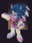 anthro blue_body blue_fur clothed clothing cosplay costume crossdressing fangs fur gloves handwear legwear male skinsuit solo teeth tight_clothing white_clothing white_gloves white_handwear yellow_eyes karl0 sega sonic_the_hedgehog_(series) sonic_unleashed rouge_the_bat sonic_the_werehog eulipotyphlan hedgehog mammal werecreature wereeulipotyphlan werehog absurd_res hi_res