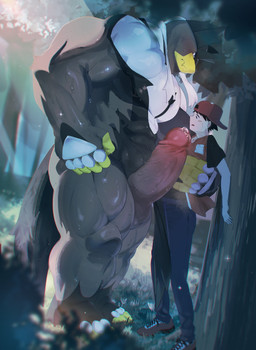 5_fingers anthro balls barazoku biceps big_muscles big_pecs big_penis bodily_fluids bottomwear butt clothing cum duo erection fingers forest fur genital_fluids genitals glans glistening glistening_body grabbing_partner grey_body grey_fur hat headgear headwear holding_partner huge_muscles huge_pecs huge_penis humanoid_genitalia humanoid_penis looking_at_genitalia looking_at_penis looking_down male male/male muscular muscular_anthro muscular_male muscular_thighs nipples nude outside pecs penis plant precum side_view size_difference sweat sweaty_body thick_penis thick_thighs tree wet siki_sai_ken nintendo pokemon bear generation_8_pokemon human legendary_pokemon mammal pokemon_(species) single_strike_style_urshifu urshifu 2026 absurd_res colored digital_drawing_(artwork) digital_media_(artwork) hi_res