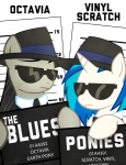 black_hair blue_hair clothing duo eyewear female feral hair hat headgear headwear horn long_hair multicolored_hair sunglasses text two_tone_hair cilantro-and-milk friendship_is_magic hasbro my_little_pony mythology saturday_night_live the_blues_brothers octavia_(mlp) vinyl_scratch_(mlp) earth_pony equid equine horse mammal mythological_creature mythological_equine pony unicorn 2012 english_text