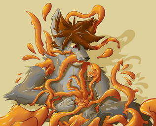 anthro bite brown_hair candy_gore disembodied fur glistening glistening_body goo_transformation gore grey_body grey_fur hair light looking_down male oral oral_penetration painless_gore pawpads penetration pink_pawpads pink_tongue red_eyes solo tentacle_in_mouth tentacle_penetration tentacles tentacles_everywhere tongue transformation 2001maxx conditional_dnp maxx_(2001maxx) canid canine canis domestic_dog goo_creature husky mammal nordic_sled_dog spitz absurd_res hi_res lighting shaded