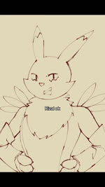 anthro dialogue duo female male rizal_ok bandai_namco digimon canid digimon_(species) mammal renamon 9:16 animated meme monochrome short_playtime sound webm