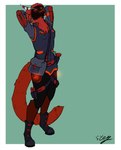 anthro clothed clothing fur hair machine male protogen_visor screen screen_face simple_background smile solo tail sjey_arts mammal protogen 2024 colored digital_drawing_(artwork) digital_media_(artwork) hi_res signature