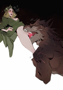 ambiguous_gender anthro blonde_hair blush blush_lines bodily_fluids brown_body clothed clothing clothing_lift countershade_face countershading crown cunnilingus dress dress_lift duo emanata eyebrow_piercing eyes_closed facial_piercing facial_scar female female/ambiguous genitals hair headgear heart_symbol horn larger_ambiguous lips looking_at_another looking_pleasured markings moan muscular muscular_ambiguous muscular_anthro navel nipple_slip nipples open_mouth oral pale_skin piercing pink_nipples pink_vulva princess pubes royalty saliva saliva_on_thigh scar sex sharp_teeth simple_background size_difference slurping smaller_female speech_bubble spots spotted_body teeth tongue tongue_out vaginal vulva madcha mythology dragon human mammal mythological_creature mythological_scalie scalie 2025 colored hi_res signature