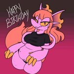 anthro birthday breasts female flashing flashing_breasts genitals monster_girl_(genre) pussy solo tongue tongue_out funkys0da dreaiju kaiju 1:1 2d_animation animated frame_by_frame hi_res short_playtime