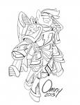 adeptus_astartes anthro armor chaos_space_marine female jet_pack machine power_armor simple_background solo space_marine text white_background omny87 friendship_is_magic hasbro my_little_pony warhammer_(franchise) warhammer_40000 rainbow_dash_(mlp) equid equine horse mammal pony 2015 english_text hi_res monochrome signature