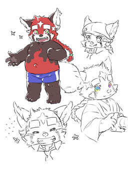 anthro belly black_body blush camera clothing eyes_closed hat headgear headwear kemono male moobs multiple_poses navel nipples pose red_body robe slightly_chubby solo swimwear young young_anthro young_male h_showg0 lifewonders tokyo_afterschool_summoners zhurong_(tas) ailurid mammal red_panda 2022 3:4 hi_res