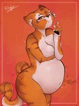 anthro belly belly_inflation big_belly bloated covered_breasts female gossip hand_on_belly inflation nude simple_background solo stuffing text blopfry dreamworks kung_fu_panda master_tigress felid mammal pantherine tiger 2023 english_text hi_res