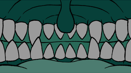 anthro bodily_fluids closing_mouth dripping forked_tongue fur green_mouth green_tongue male mirror mirror_reflection multicolored_body neck_tuft open_mouth orange_eyes palate_ridges reflection reverse_mouth_shot saliva saliva_drip solo swinging_uvula teeth tongue tuft uvula vore round_hermit mythology rufus_(rufus_derg) dragon furred_dragon furred_scalie mythological_creature mythological_scalie scalie 16:9 2d_animation animated frame_by_frame widescreen