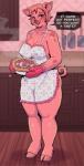 anthro apron apron_only big_breasts big_butt biped blush breasts butt cleavage clothed clothing dairy_products dessert detailed_background dialogue ear_piercing ear_ring female food fruit fur hair handwear huge_breasts huge_butt inside kitchen looking_at_viewer markings mostly_nude nipple_outline open_mouth oven_mitts overweight overweight_anthro overweight_female pastry pie piercing pink_body pink_eyes pink_fur pink_hair pink_skin plant ring_piercing skimpy smile solo spots spotted_body spotted_fur standing steam strawberry text thick_thighs whipped_cream wide_hips sin_bruh domestic_pig mammal suid suine sus_(pig) 2019 digital_media_(artwork) english_text hi_res