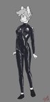 anthro breasts clothed clothing female footwear fur latex latex_clothing latex_skinsuit latex_suit skinsuit socks solo tight_clothing fisk_sheetz mackenna_murphy domestic_cat felid feline felis mammal monochrome