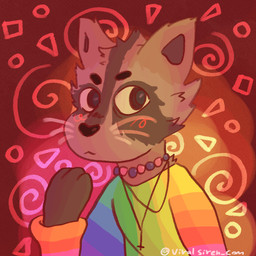 anthro black_eyebrows black_nose blush clothing cross eyebrows fur grey_body grey_fur grey_inner_ear handpaw inverted_cross inverted_cross_necklace jewelry male multicolored_clothing multicolored_shirt multicolored_topwear necklace paws pink_blush rainbow_clothing rainbow_shirt rainbow_topwear shirt solo topwear whiskers capegloam mammal procyonid raccoon 1:1 2021 bust_portrait clip_studio_paint_(artwork) digital_drawing_(artwork) digital_media_(artwork) portrait shaded
