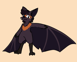 anthro claws fangs feet fur hair looking_at_viewer male membrane_(anatomy) membranous_wings nude open_mouth orange_body orange_fur purple_body purple_fur semi-anthro simple_background smile solo spread_wings teeth winged_arms wings bizart irv_(bizart) bat mammal 2026 aliasing digital_media_(artwork) hi_res