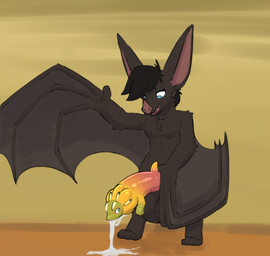 balls bat_wings big_penis blue_eyes bodily_fluids cock_transformation cum emitting_cum genital_fluids genitals male membrane_(anatomy) membranous_wings penis transformation wings sarek_aran_desian capcom monster_hunter bat leviathan_(mh) ludroth mammal hi_res