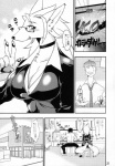 anthro big_breasts blush breasts canid canine canis clothing comic domestic_dog duo eyewear female gaming glasses hi_res human japanese_text kazuhiro male mammal monochrome tail tail_motion tailwag text translation_request