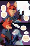 2019 2:3 anthro black_nose blush canid canine clothed clothing comic disney doxy duo english_text female fox hi_res judy_hopps lagomorph leporid male mammal nick_wilde pink_nose police police_uniform prismblush rabbit red_fox short_stack text true_fox uniform zootopia