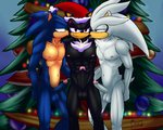 anthro black_body black_fur blue_body blue_fur christmas_tree fur genitals group holidays kissing licking male male/male muscular muscular_male penis plant smile tongue tongue_out tree trio white_body white_fur dgemporium christmas sega sonic_the_hedgehog_(series) shadow_the_hedgehog silver_the_hedgehog sonic_the_hedgehog eulipotyphlan hedgehog mammal 5:4 digital_media_(artwork) hi_res