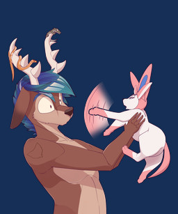 ambiguous_feral ambiguous_gender anthro feral group hair male male_anthro simple_background tail weldeer chapaevv nintendo pokemon fan_character eeveelution gecko generation_6_pokemon lizard pokemon_(species) reptile scalie snake sylveon 5:6 absurd_res alpha_channel digital_media_(artwork) hi_res