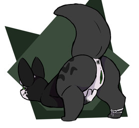 anus black_body butt clitoris female genitals green_eyes green_vulva horn leg_accessory looking_at_viewer markings penis presenting presenting_hindquarters scale_markings scales simple_background smug solo vulva coppermonoxide rain_world videocult less_(ryanbutfurry) slugcat