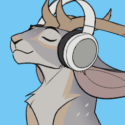 antlers dancing electronics feral headphones horn male music solo text nightrizer windsnowandstatic cryptid hare jackalope lagomorph leporid mammal 1:1 animated character_name low_res short_playtime