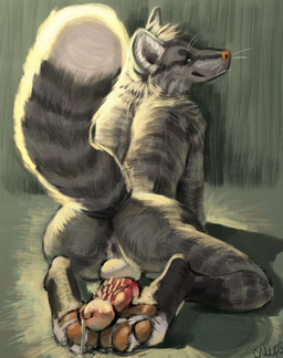 anthro anus autofootjob backsack balls bodily_fluids cum cum_on_feet feet foot_fetish foot_focus foot_play fur genital_fluids genitals knot knotted_penis male masturbation pawpads paws penile penile_spines penis presenting presenting_anus rear_view solo striped_body striped_fur stripes creeps zax_(zwalexan) canid canine domestic_cat felid feline felis fox mammal tabby_cat 2019 absurd_res colored digital_drawing_(artwork) digital_media_(artwork) hi_res shaded