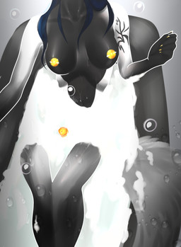 anthro bath big_breasts breasts erection genitals gynomorph humanoid_genitalia humanoid_penis intersex nude penis solo marisa111 agatha_vulpes canid canine fox mammal 2019 absurd_res digital_media_(artwork) hi_res
