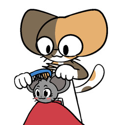 :3 anthro eyewear female glasses hair hair_trimming male personal_grooming simple_background styling_hair tail trimming_(grooming) kb545 calico_cat domestic_cat felid feline felis mammal murid murine rodent 1:1