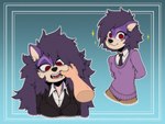 anthro bodily_fluids breasts drooling eye_bags female finger_in_mouth fish_hooking fur hair messy_hair necktie purple_body purple_fur red_eyes saliva solo ricksteubens sega sonic_the_hedgehog_(series) sonic_underground tamers12345's_sonic_underground queen_aleena_hedgehog eulipotyphlan hedgehog mammal 2022 hi_res