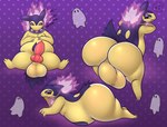 animal_genitalia animal_penis anthro backsack balls belly big_balls big_butt big_penis biped bubble_butt butt canine_genitalia canine_penis chain_necklace colored_fire erection eyelashes eyes_closed eyeshadow fire flaming_hair flaming_mane front_view fur genitals glistening glistening_balls glistening_butt glistening_genitalia green_eyes huge_balls huge_butt jewelry knot looking_at_viewer looking_back looking_back_at_viewer lying makeup male male_anthro monotone_tail multicolored_body multicolored_fur necklace necklace_only nude on_front overweight overweight_anthro overweight_male pattern_background penis pseudo_hair pseudo_mane purple_body purple_ears purple_eyeshadow purple_fire purple_fur purple_tail rear_view semi-anthro side_view simple_background sleeping snaggle_tooth solo sound_effects standing tail thick_thighs two_tone_body two_tone_fur vowelless vowelless_sound_effect yellow_body yellow_fur zzz pandashorts nintendo pokemon tris_(pandashorts) generation_8_pokemon hisuian_form hisuian_typhlosion mammal pokemon_(species) regional_form_(pokemon) 2023 colored digital_media_(artwork) full-length_portrait hi_res multiple_images portrait shaded