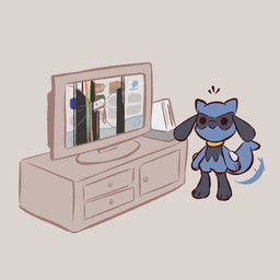 anthro broken_screen broken_television controller dot_eyes electronics fur furniture game_console game_controller gaming grey_background humor looking_at_viewer male male_anthro motion_lines oblivious playing_video_game screen simple_background simple_eyes solo standing tail tail_motion tailwag television tuft advos nintendo pokemon wii generation_4_pokemon pokemon_(species) riolu 1:1 2023