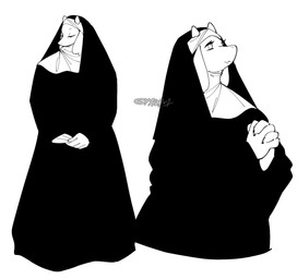 2_horns 4_fingers alternate_costume anthro claws clothed clothed_anthro clothed_female clothing eyelashes eyes_closed fangs female finger_claws fingers floppy_ears hands_together horn humanoid_hands looking_up lop_ears mature_anthro mature_female monotone_background mouth_closed multiple_poses nun_habit nun_outfit pose religious_clothing robe short_horn simple_background small_horn snout solo standing teeth text thick_eyelashes white_background mochimochiland undertale_(series) toriel boss_monster_(undertale) bovid caprine goat mammal 2026 artist_name digital_drawing_(artwork) digital_media_(artwork) hi_res monochrome