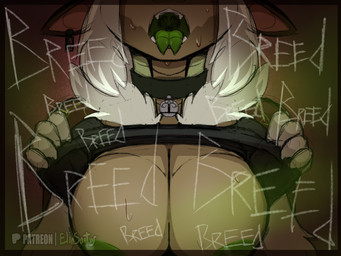 ahegao anthro areola biped breasts claws clothed clothed_anthro clothed_female clothing female fingers forked_tongue front_view hair impregnation_request looking_pleasured nipples open_mouth simple_background solo teeth tongue spiritelin elena_(psychorodent) snatyr 2026 digital_drawing_(artwork) digital_media_(artwork) hi_res