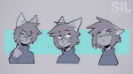 ambiguous_gender anthro blue_eyes clothing ellipsis eye_through_hair eyebrow_through_hair eyebrows eyewear fur glasses grey_body grey_clothing grey_fur grey_hair grey_sweater grey_topwear hair multiple_expressions solo sweater telegram_sticker text topwear translucent translucent_hair wearing_glasses notglacier silvermist_(notglacier) domestic_cat felid feline felis mammal 2017 bust_portrait character_name digital_drawing_(artwork) digital_media_(artwork) english_description english_text hi_res portrait male_(lore)