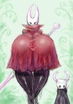 anthro big_breasts blush breasts clothing curvy_figure dress duo eyelashes female female_focus green_background green_body green_skin horn huge_breasts hyper hyper_breasts male red_clothing red_dress simple_background standing voluptuous weapon_on_back white_horn 2b-ge hollow_knight team_cherry hornet_(hollow_knight) the_knight_(hollow_knight) arthropod vessel_(species) hi_res sibling_(lore) stepbrother_(lore) stepbrother_and_stepsister_(lore) stepsibling_(lore) stepsister_(lore)