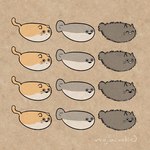 ambiguous_gender brown_background feral folded_ears group simple_background tail trio whiskers mojacookie shikaruneko_(series) amayakasuneko nagameruneko domestic_cat felid feline felis fish jawless_fish mammal marine prehistoric_species sacabambaspis 1:1 official_art