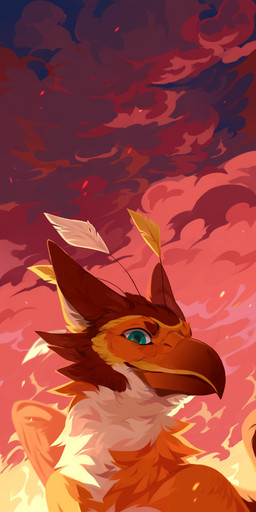 ambiguous_gender beak brown_beak brown_body brown_fur cloud feathered_wings feathers feral fur green_eyes looking_at_viewer mouth_closed orange_body orange_feathers orange_fur orange_wings solo unsigned white_body white_fur wings corzh77 mythology avian gryphon mythological_avian mythological_creature absurd_res bust_portrait hi_res portrait