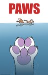 4_fingers anthro biped brown_body brown_fur claws dipstick_tail disembodied_hand duo fingers fur humor markings movie_poster nude parody partially_submerged pawpads paws pink_pawpads poster poster_template swimming tail tail_markings text title underwater water nikraccoom jaws_(film) universal_studios canid canine fox mammal 2021 absurd_res english_text hi_res