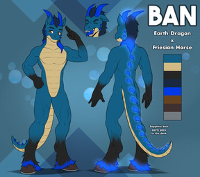 anthro dragon_tail forked_tongue glowing glowing_horn glowing_markings hooved_toes hooves horn horse_mane male male/male markings nude nude_male solo text tongue mykegreywolf agent_ban dragon_horse absurd_res character_name english_text hi_res model_sheet