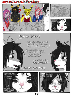 anthro black_body black_fur blonde_hair female fur grey_body grey_fur group hair male pink_body pink_fur pink_hair purple_body purple_fur purple_hair text white_body white_fur yellow_body yellow_fur allartskye nintendo pokemon darksy_(allartskye) estelle_(allartskye) evelyne_(allartskye) jolyne_(allartskye) kia_(allartskye) skye_(allartskye) sylvie_(allartskye) american_opossum domestic_cat eeveelution espeon felid feline felis generation_1_pokemon generation_2_pokemon generation_6_pokemon jolteon mammal marsupial pokemon_(species) sylveon umbreon comic english_text hi_res url
