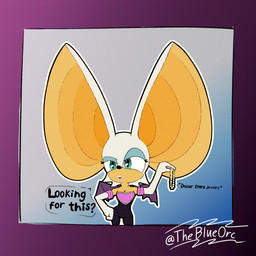 anthro big_ears female gradient_background hyper_ears jewelry simple_background solo speech_bubble text theblueorc sega sonic_the_hedgehog_(series) rouge_the_bat bat mammal english_text hi_res tagme
