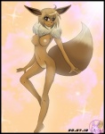 anthro anthrofied breasts brown_eyes brown_hair female genitals hair looking_at_viewer nipples nude pokemorph pussy solo tail namie_(artist) nintendo pokemon canid canine eevee generation_1_pokemon mammal pokemon_(species) 2010 hi_res