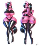 anthro big_breasts big_butt black_clothing black_hair black_panties black_underwear breasts butt camel_toe choker clothed clothing collar curvy_figure cutie_mark digital_media_(artwork) equid equine fan_character female hair hasbro hi_res huge_breasts huge_butt huge_hips huge_thighs jewelry latex latex_clothing latex_legwear latex_stockings latex_thigh_highs legwear mammal my_little_pony mythological_creature mythological_equine mythology necklace oughta panties pegasus ponytail shaded simple_background solo stockings thick_thighs thigh_highs topwear under_boob underwear vest voluptuous white_background wide_hips wings