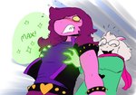 anthro blush breast_grab breasts clothed clothing duo female freckles fully_clothed fur hand_on_breast male questionable_consent shocked smile surprise text white_body white_fur the-minuscule-task deltarune undertale_(series) ralsei susie_(deltarune) bovid caprine darkner goat mammal reptile scalie 2021 digital_media_(artwork) sketch